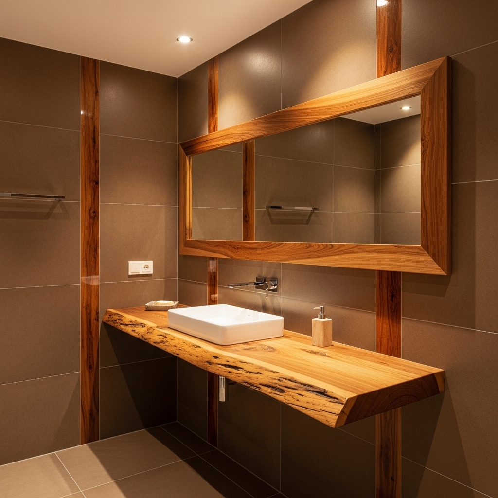 Brown Tile with Wood Accents