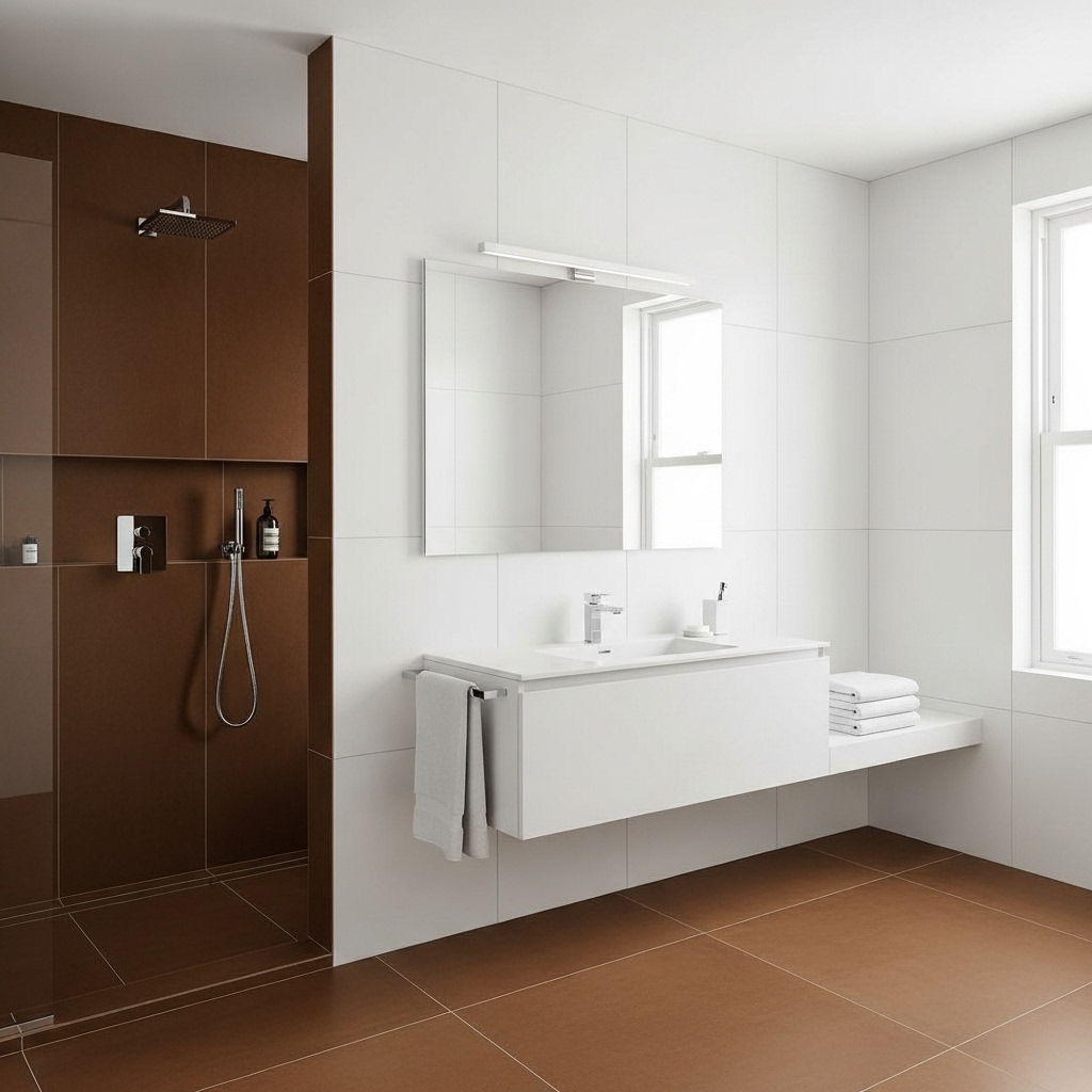 Brown Tile and White Contrast