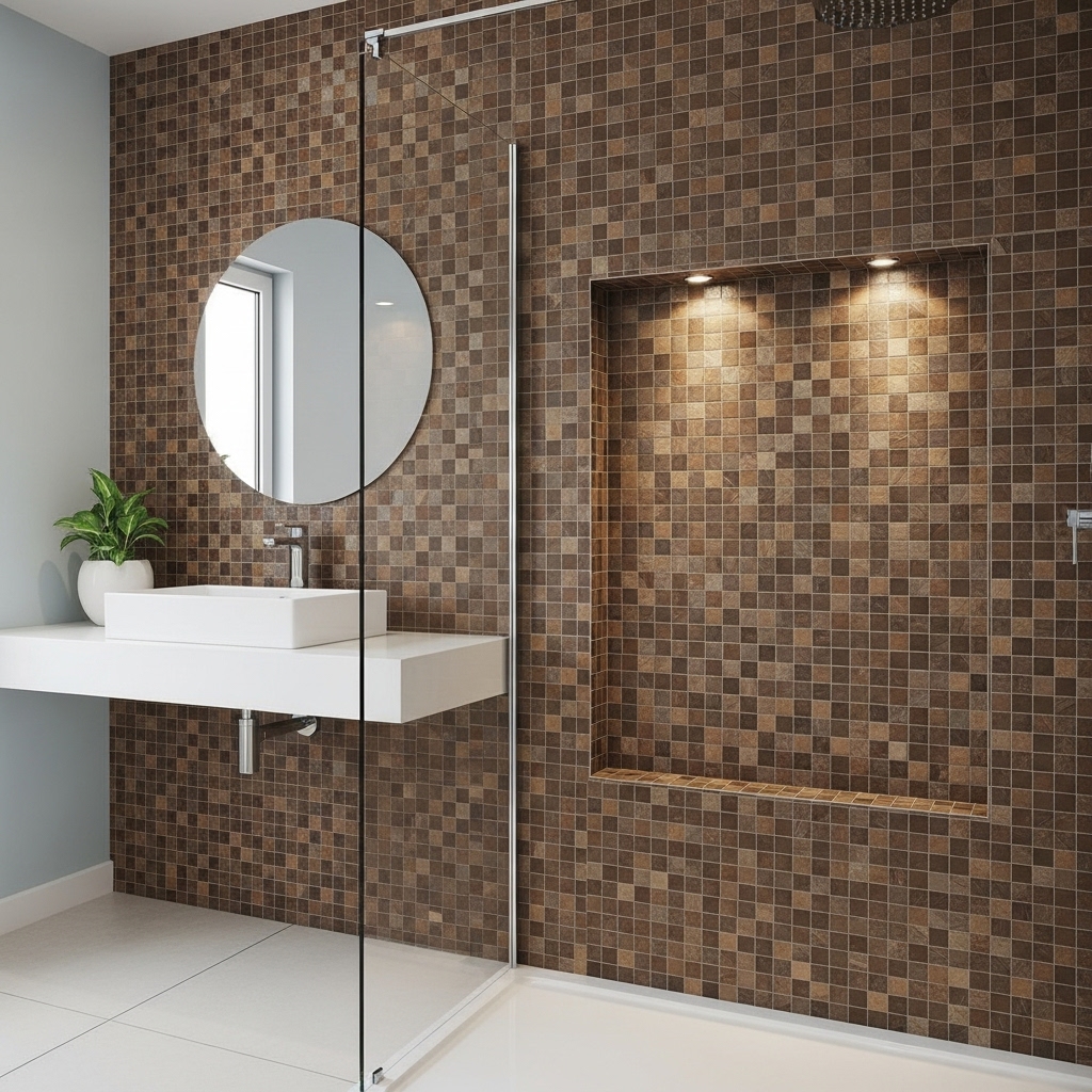 Brown Mosaic Tile Accents