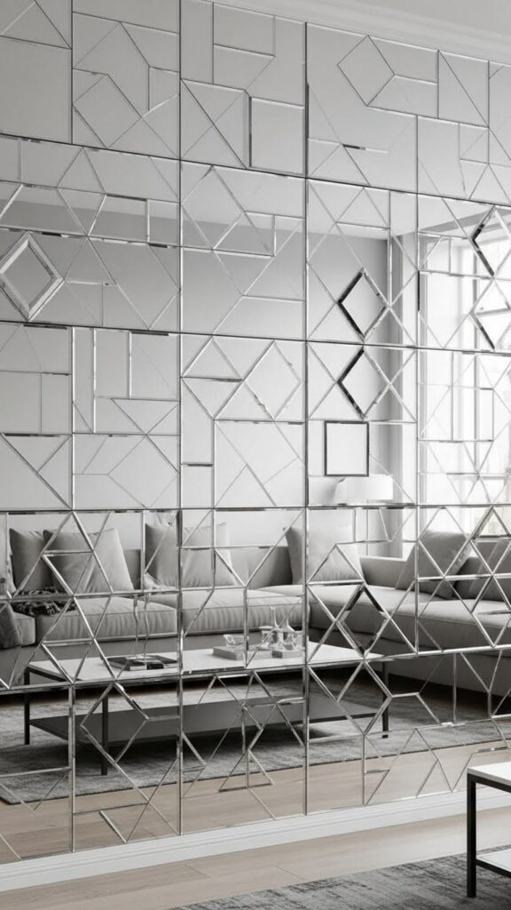 Geometric Mirror Mosaic Wall Panels