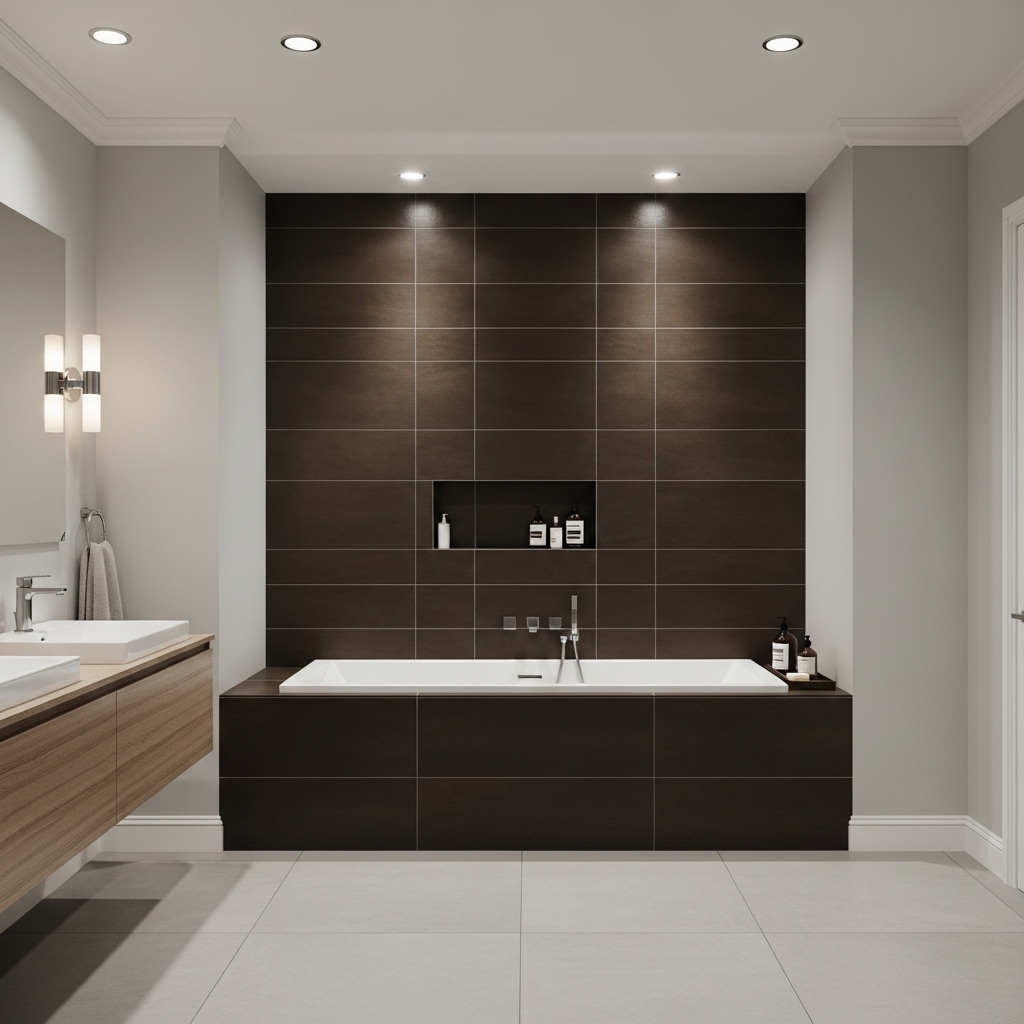 Dark Brown Tile Feature Wall